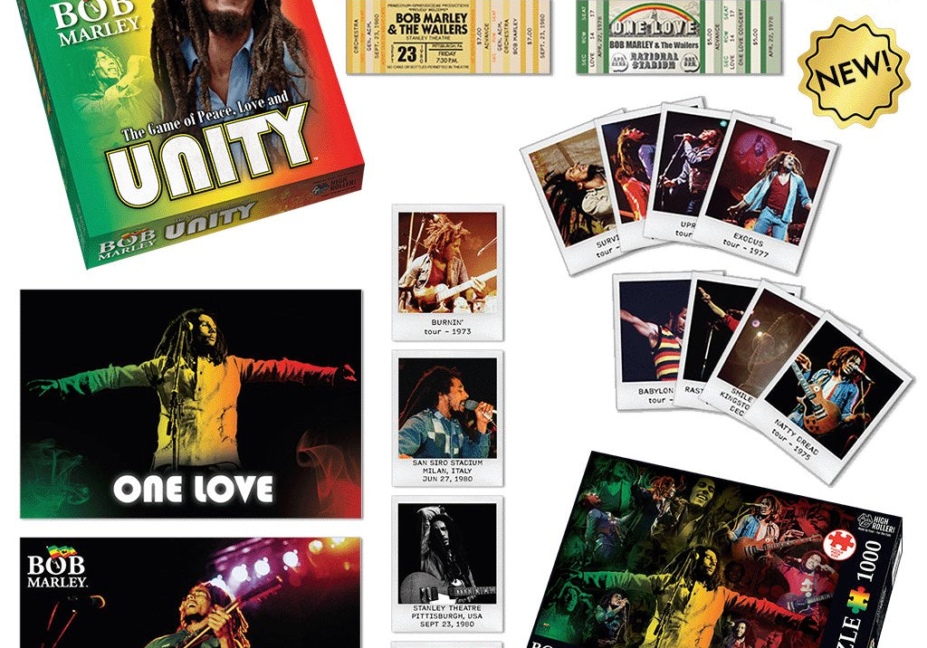 Bob Marley Ultimate: Board game, puzzle, replica concert tickets and exclusive photo collection - High Roller Games Inc